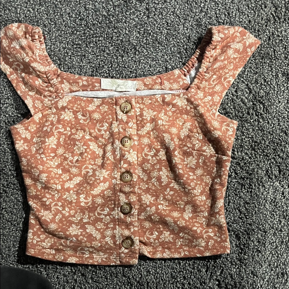 Floral Button-Down Crop Top